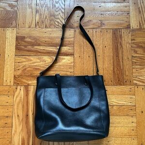 Madewell Medium Transport Tote in Black Leather